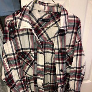 Zara oversized plaid shirt